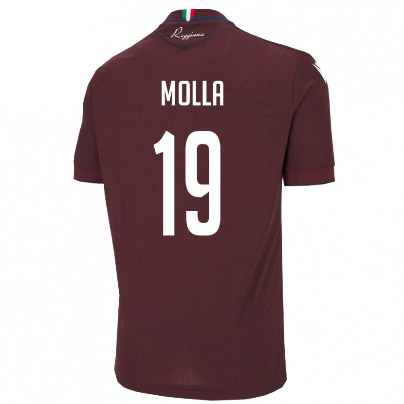 Danxen Mujer Camiseta Cristian Molla #19 Borgoña Blanco 1ª Equipación 2025/26 La Camisa