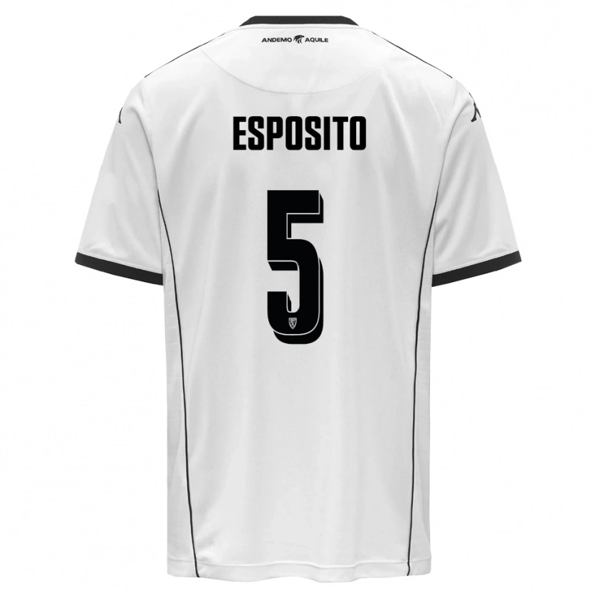 Danxen Mujer Camiseta Salvatore Esposito #5 Blanco Negro 1ª Equipación 2025/26 La Camisa
