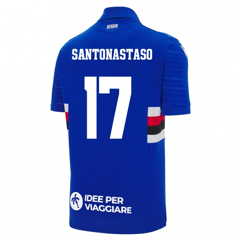 Danxen Mujer Camiseta Vincenzo Santonastaso #17 Azul Blanco 1ª Equipación 2025/26 La Camisa
