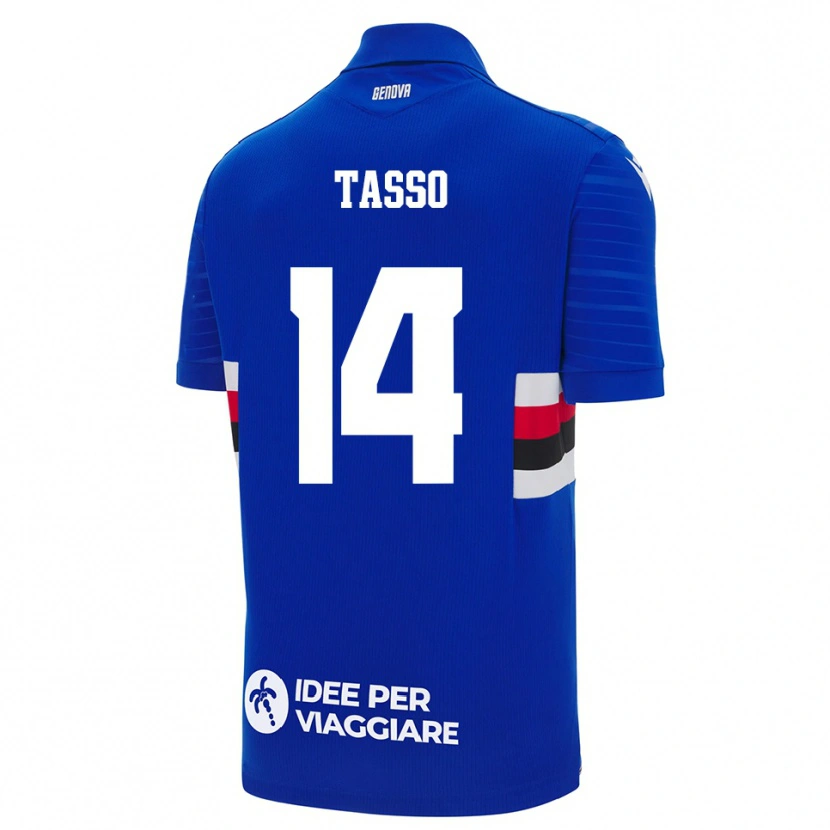 Danxen Mujer Camiseta Achille Tasso #14 Azul Blanco 1ª Equipación 2025/26 La Camisa