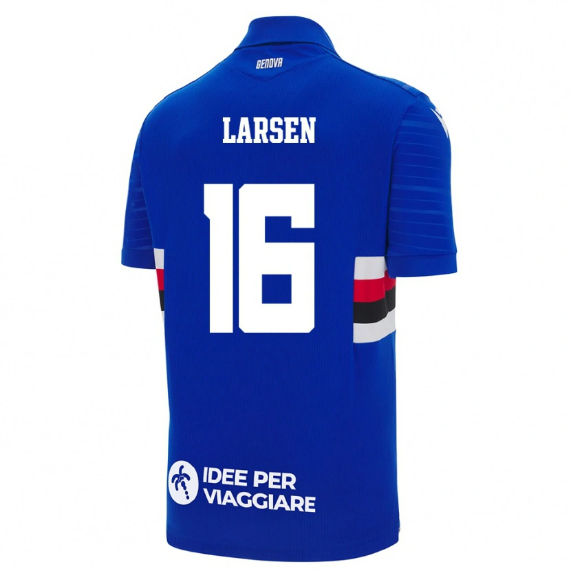 Danxen Mujer Camiseta Kathrine Østergaard Larsen #16 Azul Blanco 1ª Equipación 2025/26 La Camisa