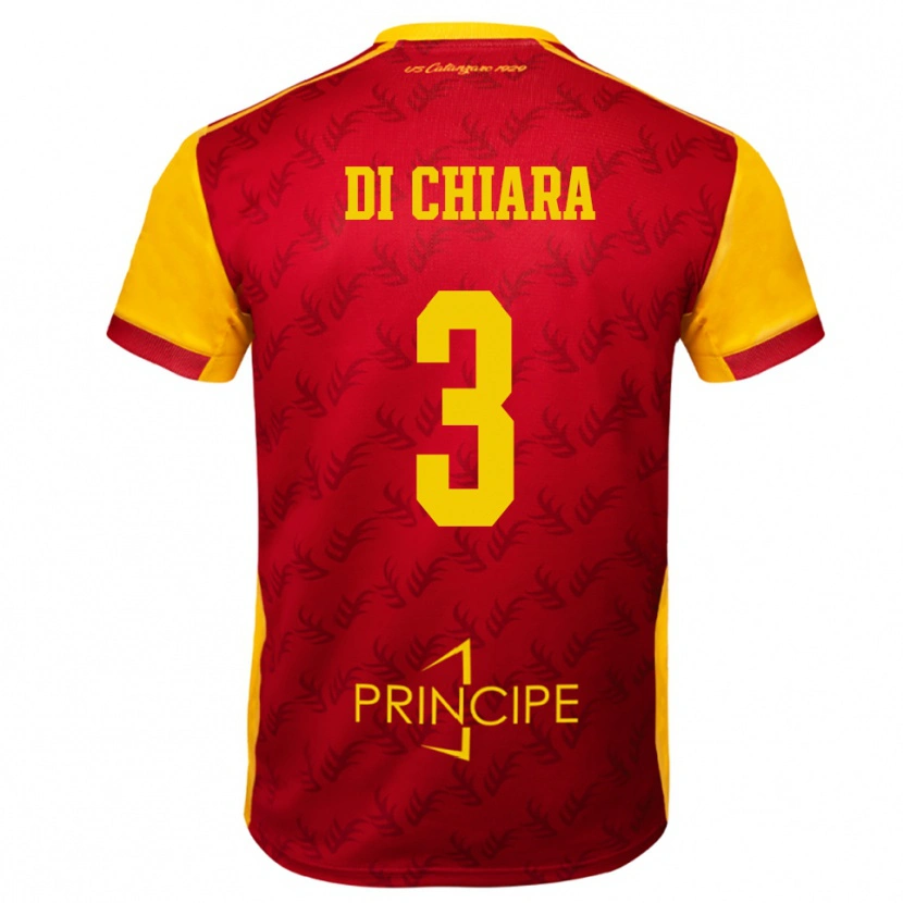 Danxen Mujer Camiseta Gianluca Di Chiara #3 Amarillo Rojo 1ª Equipación 2025/26 La Camisa