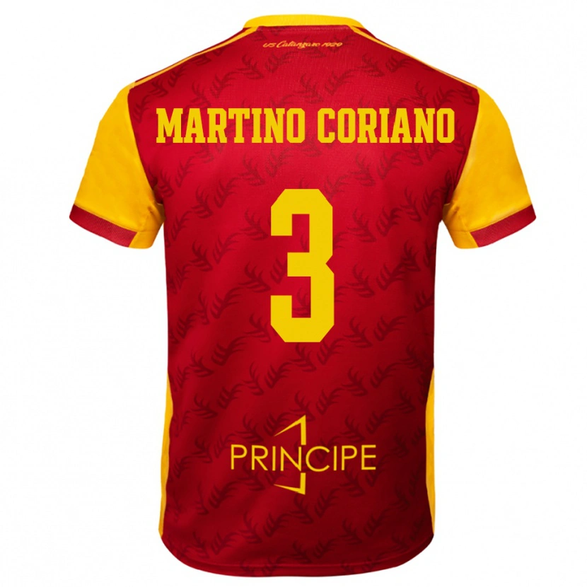 Danxen Mujer Camiseta Matteo Martino Coriano #3 Amarillo Rojo 1ª Equipación 2025/26 La Camisa