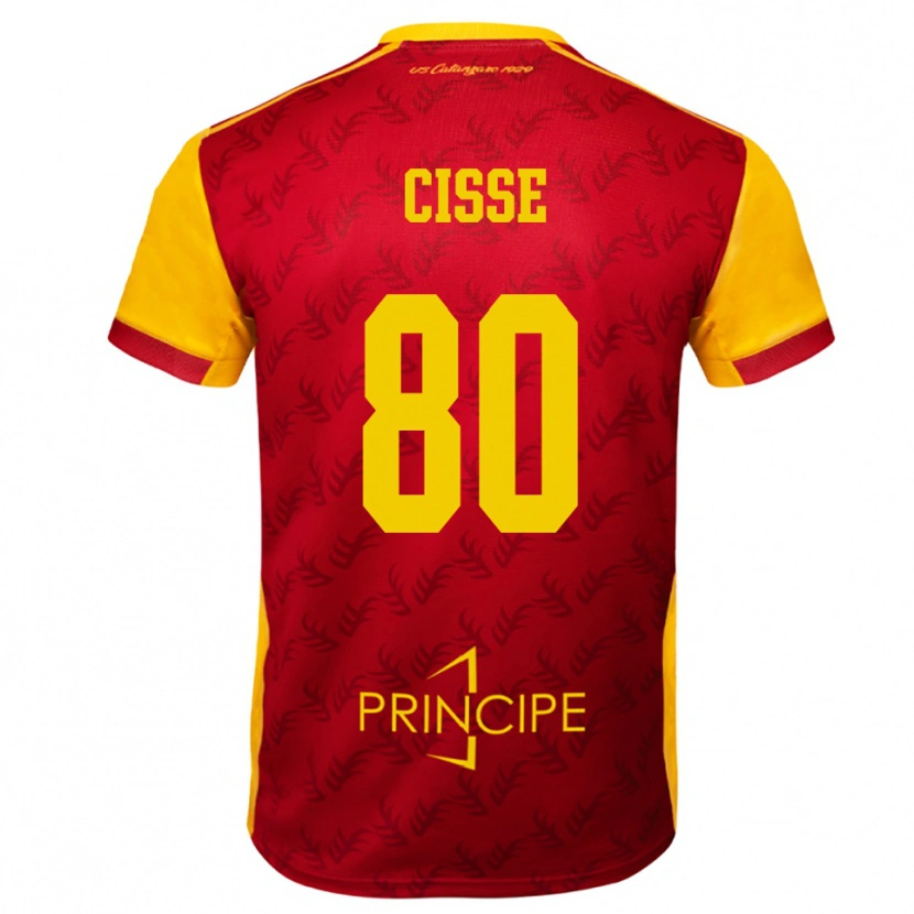 Danxen Mujer Camiseta Alphadjo Cissè #80 Amarillo Rojo 1ª Equipación 2025/26 La Camisa