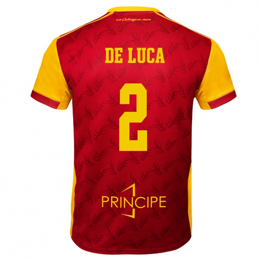 Danxen Mujer Camiseta Gabriele De Luca #2 Amarillo Rojo 1ª Equipación 2025/26 La Camisa