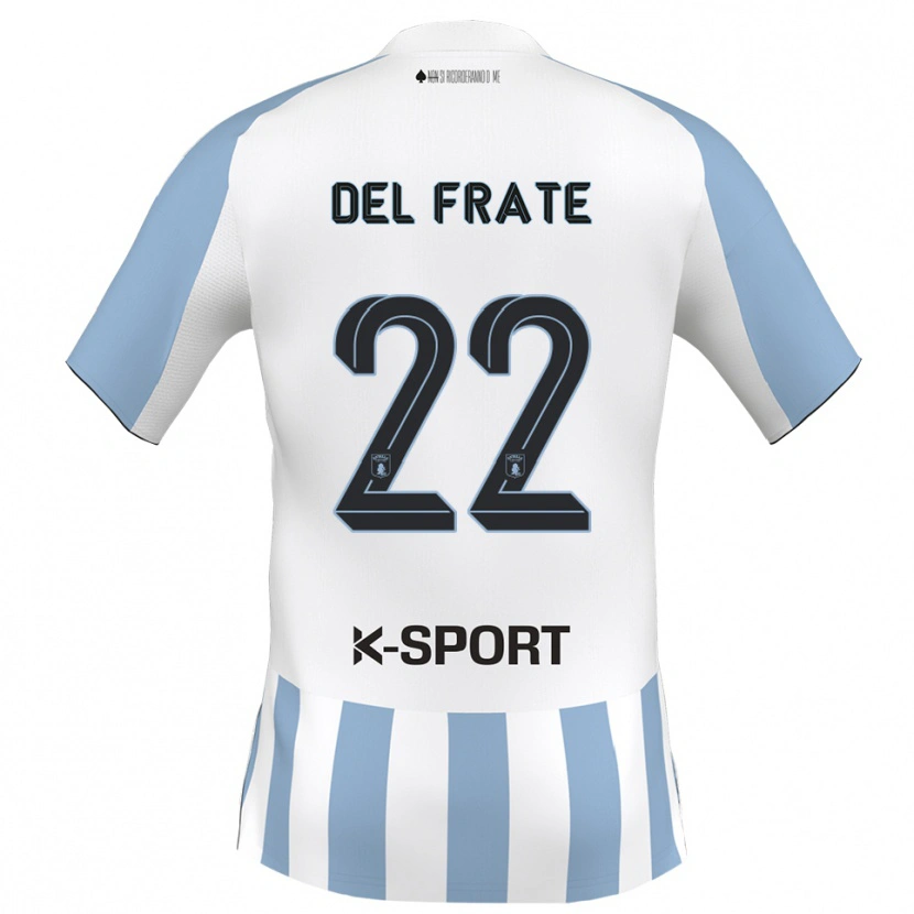 Danxen Mujer Camiseta Federico Del Frate #22 Blanco Azul Cielo 1ª Equipación 2025/26 La Camisa