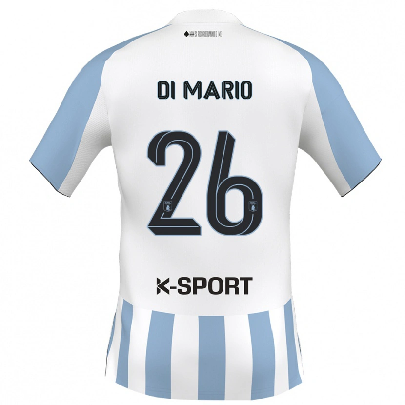 Danxen Mujer Camiseta Stefano Di Mario #26 Blanco Azul Cielo 1ª Equipación 2025/26 La Camisa