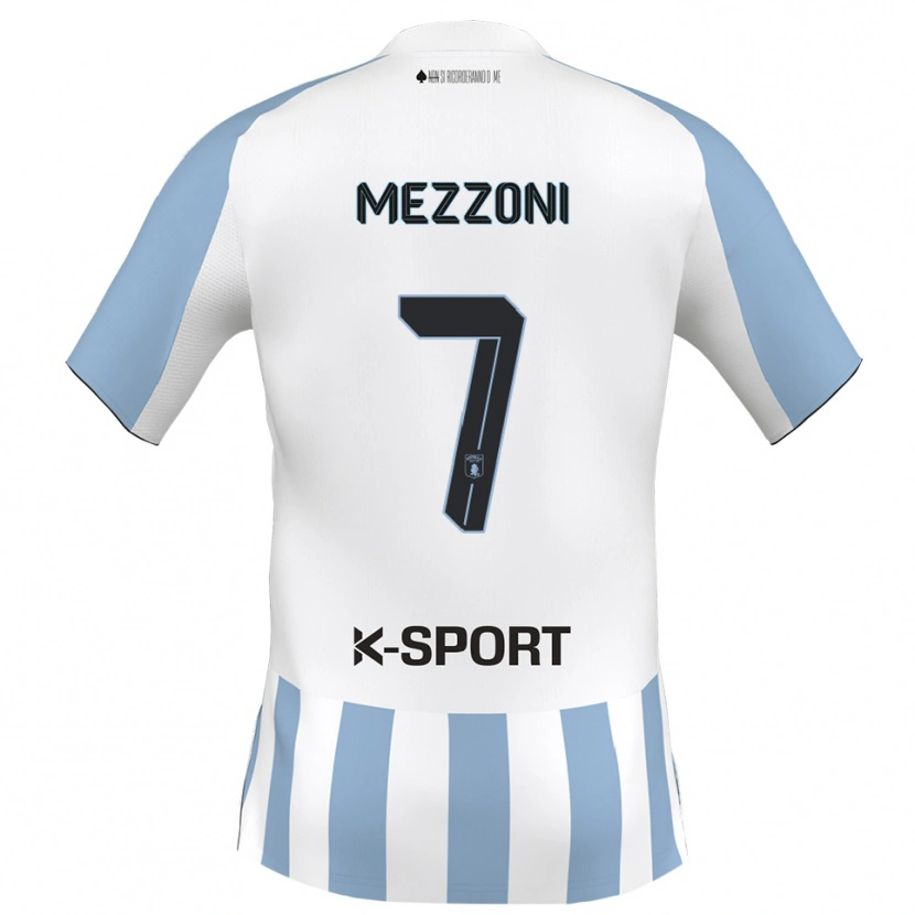 Danxen Mujer Camiseta Francesco Mezzoni #7 Blanco Azul Cielo 1ª Equipación 2025/26 La Camisa