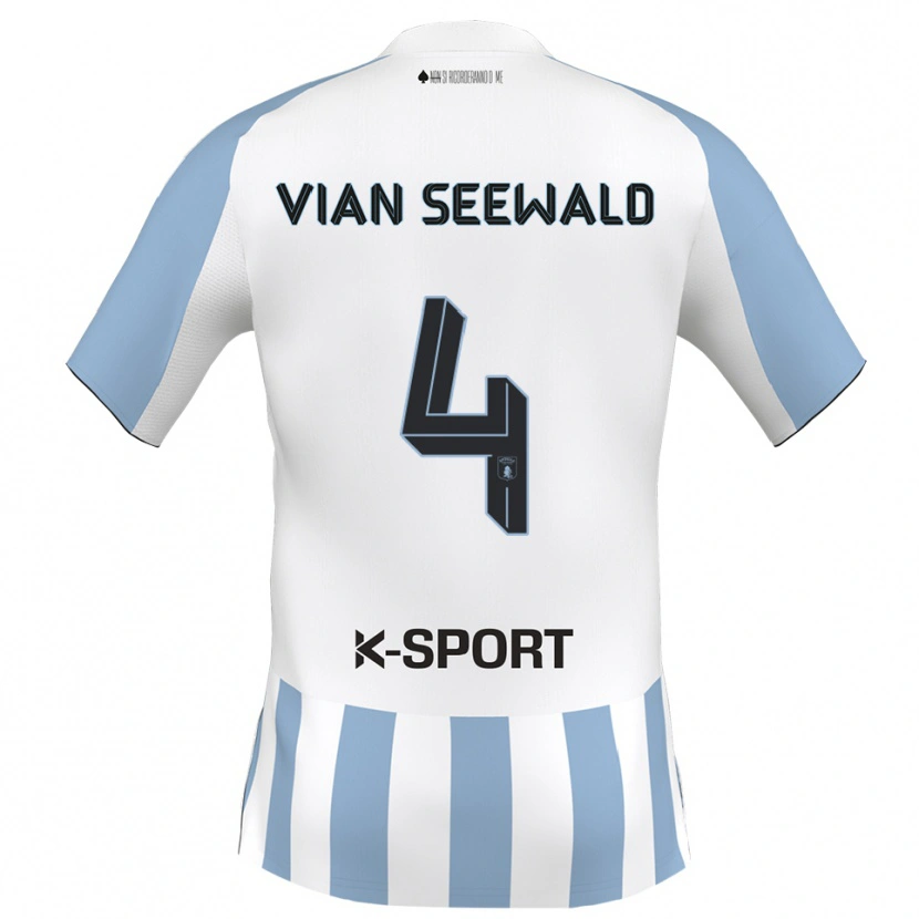 Danxen Mujer Camiseta Pedro Vian Seewald #4 Blanco Azul Cielo 1ª Equipación 2025/26 La Camisa