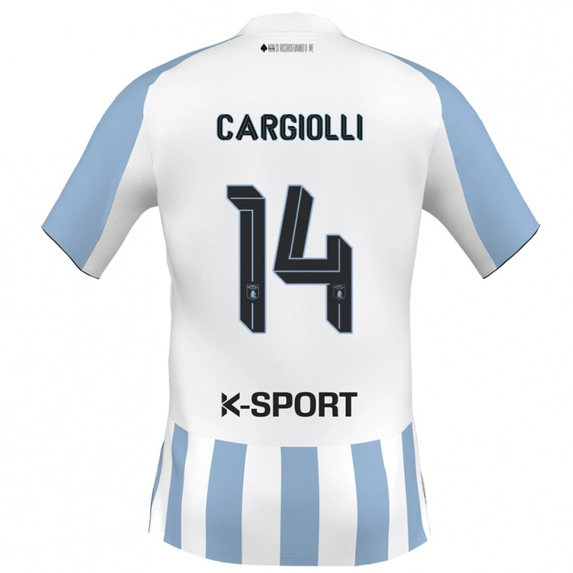 Danxen Mujer Camiseta Tommaso Cargiolli #14 Blanco Azul Cielo 1ª Equipación 2025/26 La Camisa