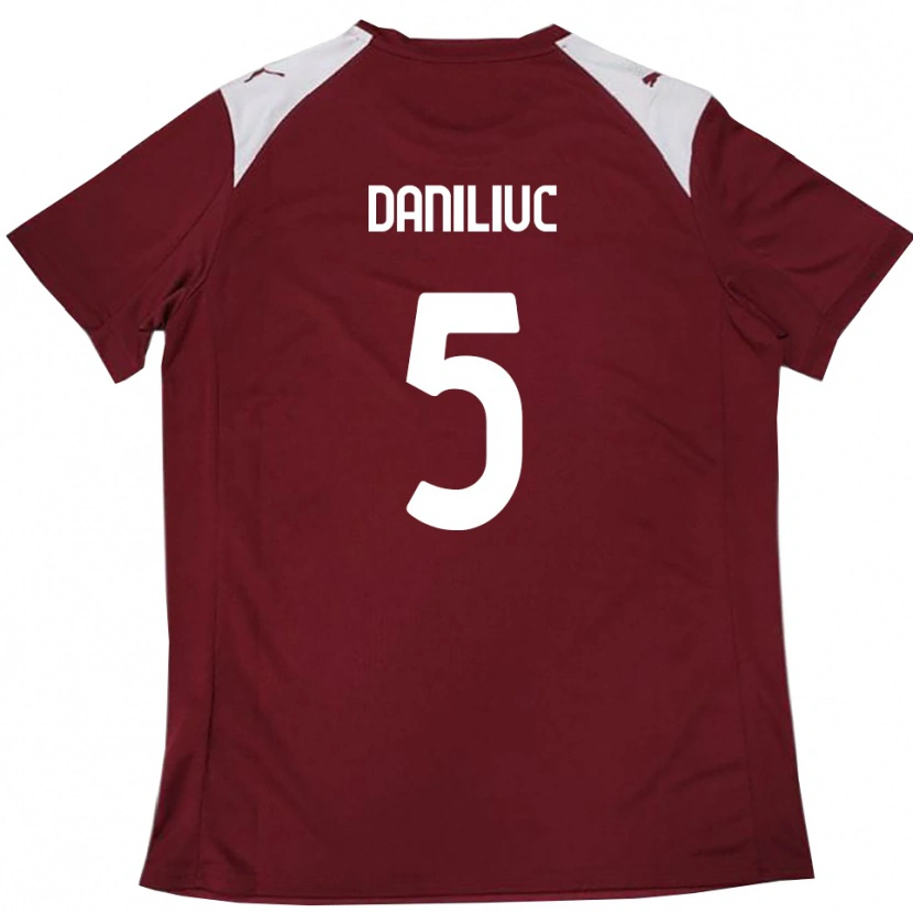 Danxen Mujer Camiseta Flavius Daniliuc #5 Borgoña Blanco 1ª Equipación 2025/26 La Camisa