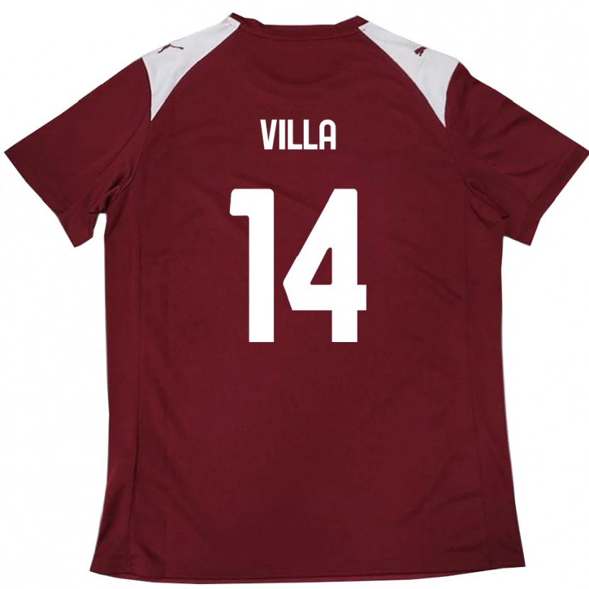 Danxen Mujer Camiseta Luca Villa #14 Borgoña Blanco 1ª Equipación 2025/26 La Camisa