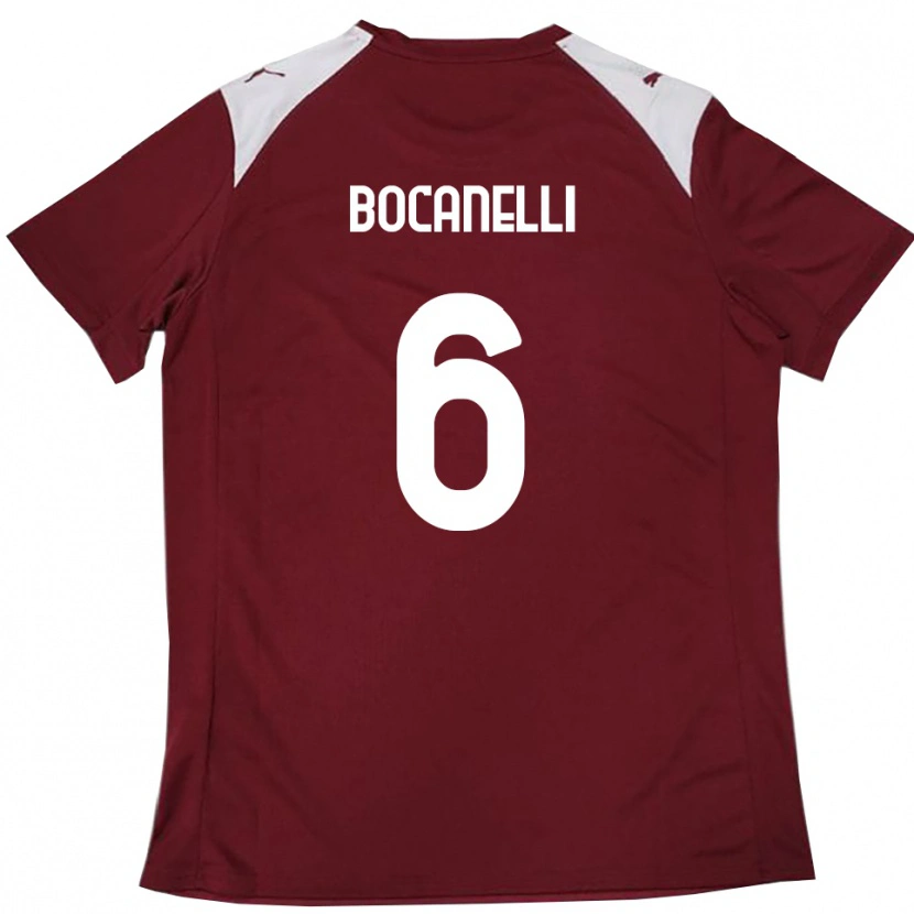 Danxen Mujer Camiseta Giovanni Bocanelli #6 Borgoña Blanco 1ª Equipación 2025/26 La Camisa