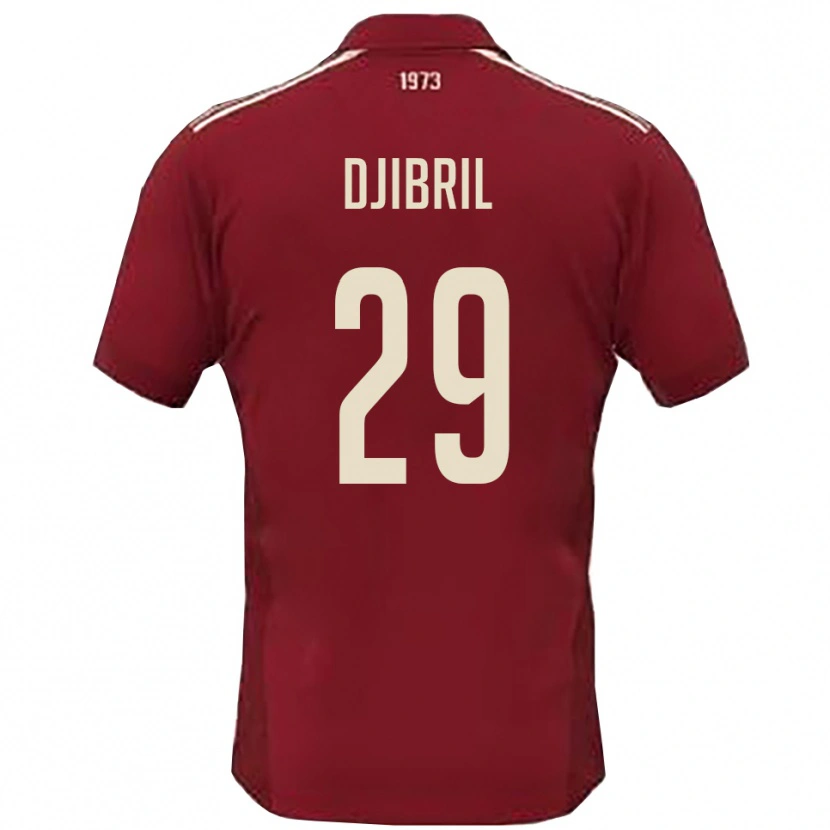 Danxen Mujer Camiseta Akim Djibril #29 Borgoña Blanco 1ª Equipación 2025/26 La Camisa