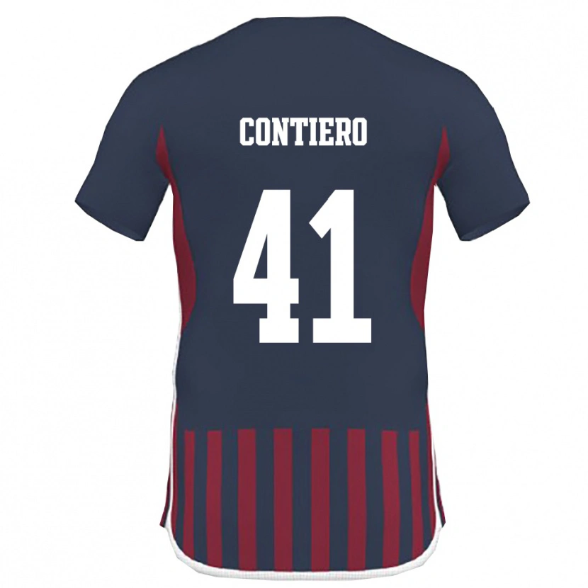 Danxen Mujer Camiseta Edoardo Contiero #41 Marino Rojo 1ª Equipación 2025/26 La Camisa