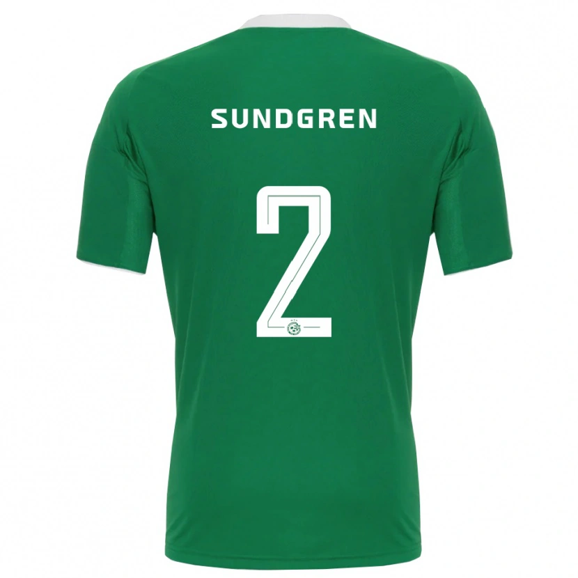 Danxen Mujer Camiseta Daniel Sundgren #2 Verde Blanco 1ª Equipación 2025/26 La Camisa