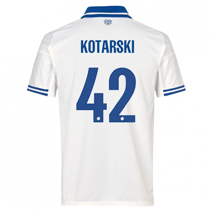 Danxen Mujer Camiseta Dominik Kotarski #42 Blanco Azul 1ª Equipación 2025/26 La Camisa