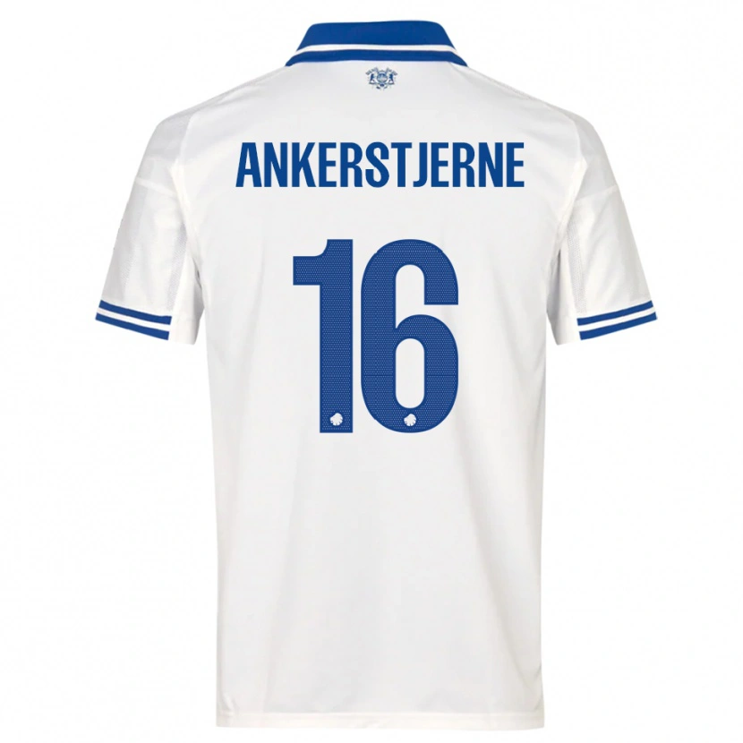 Danxen Mujer Camiseta Ida Ankerstjerne #16 Blanco Azul 1ª Equipación 2025/26 La Camisa