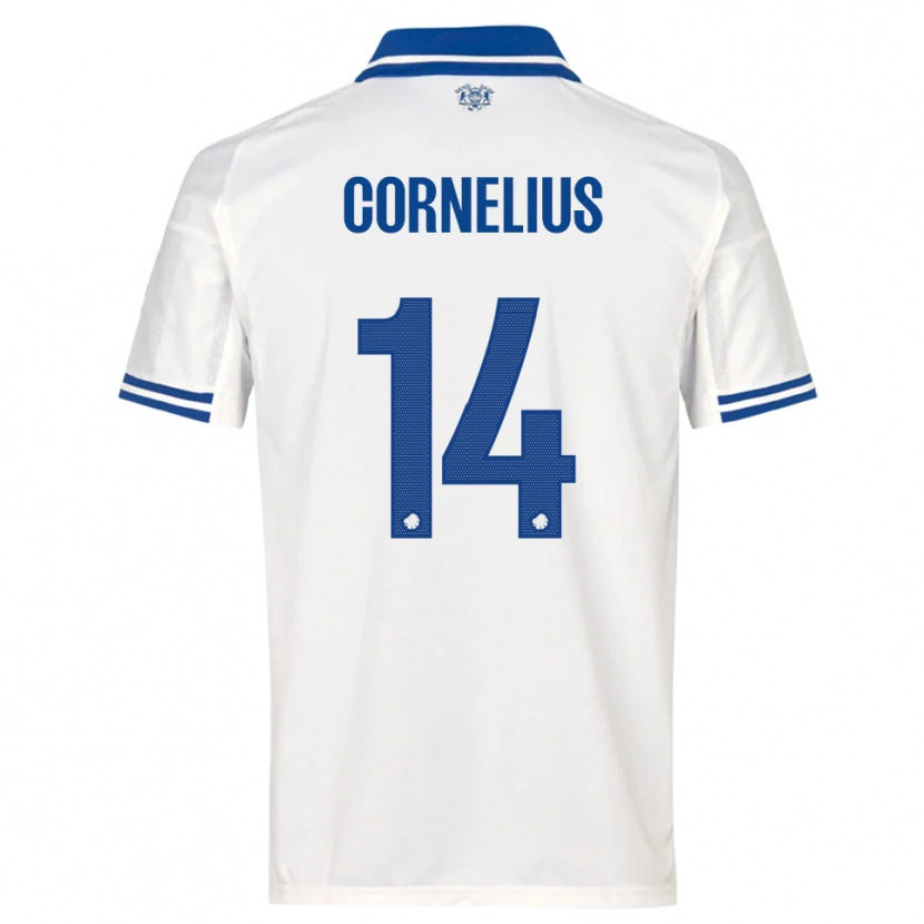 Danxen Mujer Camiseta Andreas Cornelius #14 Blanco Azul 1ª Equipación 2025/26 La Camisa