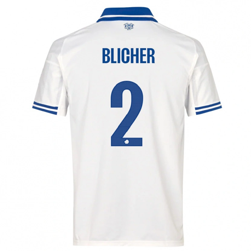 Danxen Mujer Camiseta Nicolai Blicher #2 Blanco Azul 1ª Equipación 2025/26 La Camisa