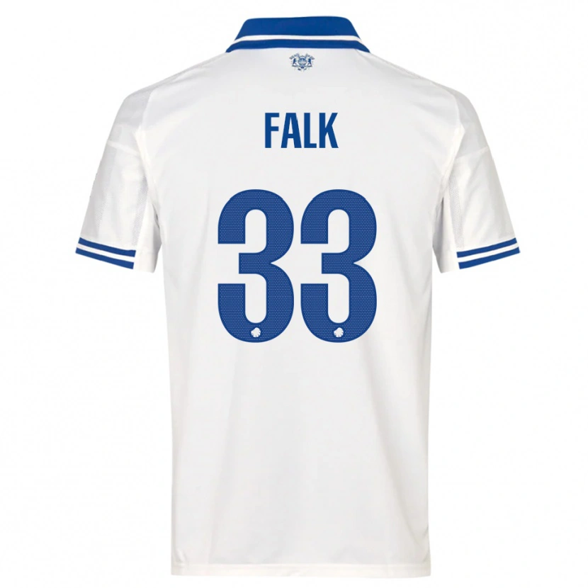 Danxen Mujer Camiseta Rasmus Falk #33 Blanco Azul 1ª Equipación 2025/26 La Camisa