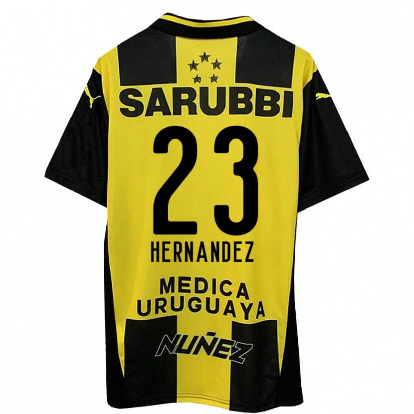 Danxen Mujer Camiseta Abel Hernandez #23 Amarillo Negro 1ª Equipación 2025/26 La Camisa
