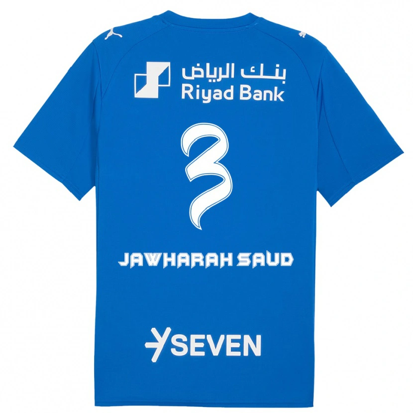 Danxen Mujer Camiseta Al Jawharah Saud #3 Azul Blanco 1ª Equipación 2025/26 La Camisa