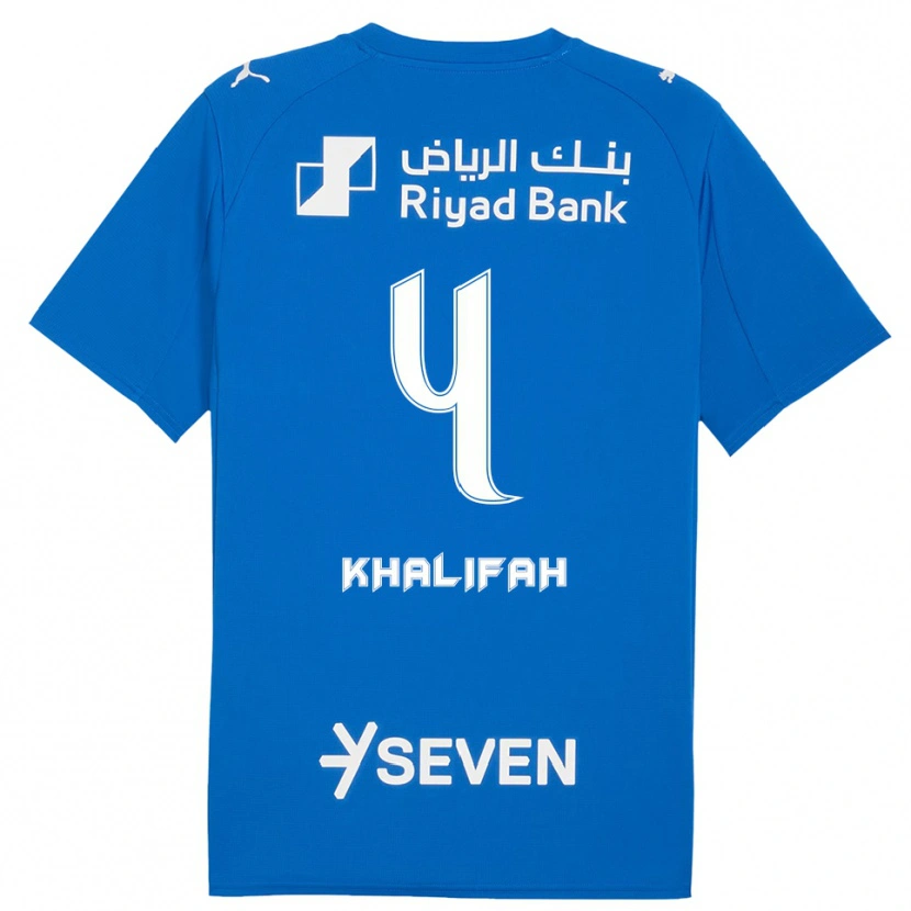 Danxen Mujer Camiseta Khalifah Al-Dawsari #4 Azul Blanco 1ª Equipación 2025/26 La Camisa