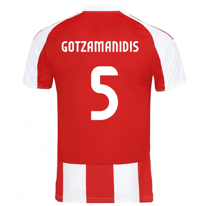 Danxen Mujer Camiseta Nikolaos Gotzamanidis #5 Rojo Blanco 1ª Equipación 2025/26 La Camisa