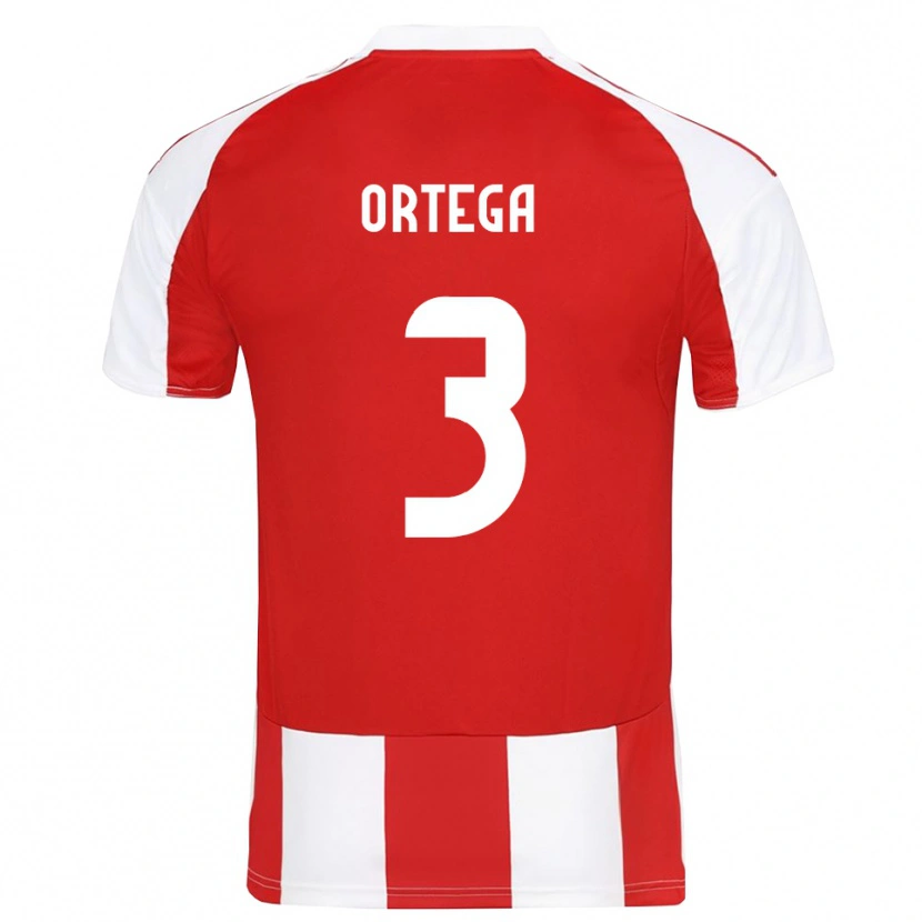 Danxen Mujer Camiseta Francisco Ortega #3 Rojo Blanco 1ª Equipación 2025/26 La Camisa