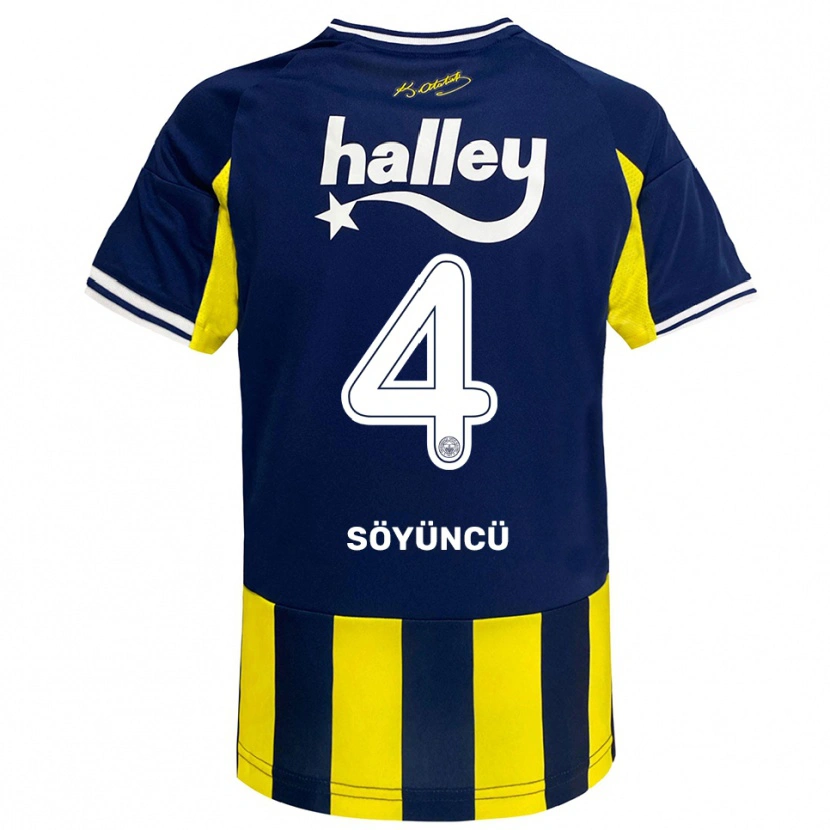 Danxen Mujer Camiseta Çağlar Söyüncü #4 Amarillo Marino Blanco 1ª Equipación 2025/26 La Camisa