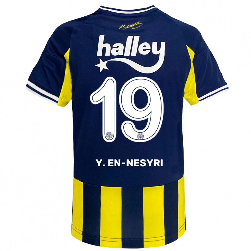 Danxen Mujer Camiseta Youssef En-Nesyri #19 Amarillo Marino Blanco 1ª Equipación 2025/26 La Camisa