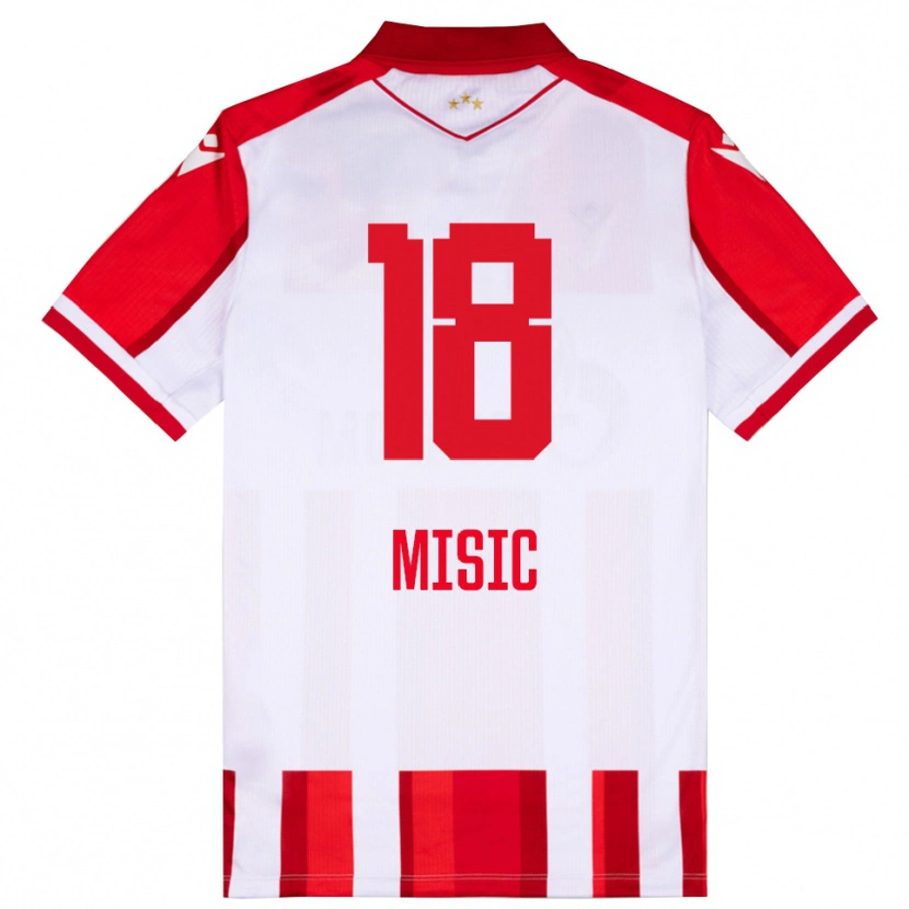 Danxen Mujer Camiseta Ognjen Misic #18 Rojo Blanco 1ª Equipación 2025/26 La Camisa