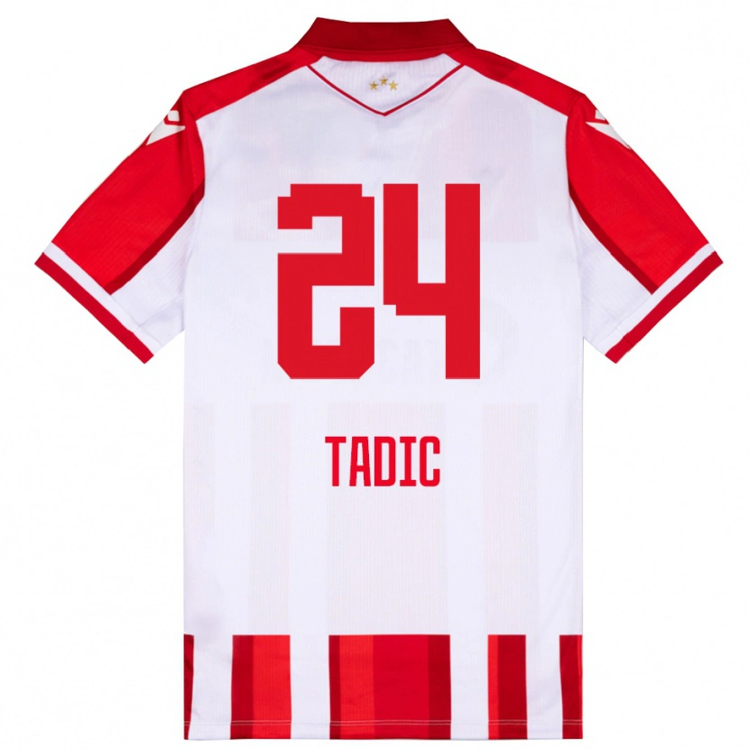 Danxen Mujer Camiseta Ilija Tadic #24 Rojo Blanco 1ª Equipación 2025/26 La Camisa