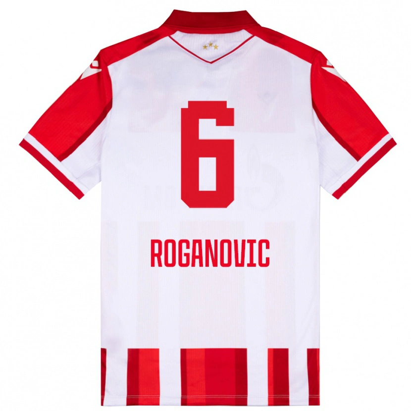 Danxen Mujer Camiseta Vuk Roganovic #6 Rojo Blanco 1ª Equipación 2025/26 La Camisa