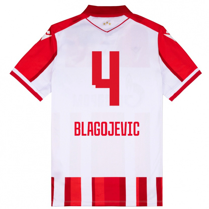 Danxen Mujer Camiseta Niksa Blagojevic #4 Rojo Blanco 1ª Equipación 2025/26 La Camisa