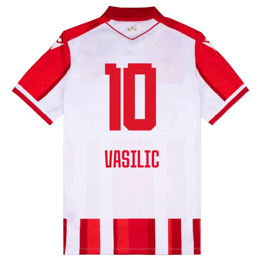 Danxen Mujer Camiseta Aleksa Vasilic #10 Rojo Blanco 1ª Equipación 2025/26 La Camisa