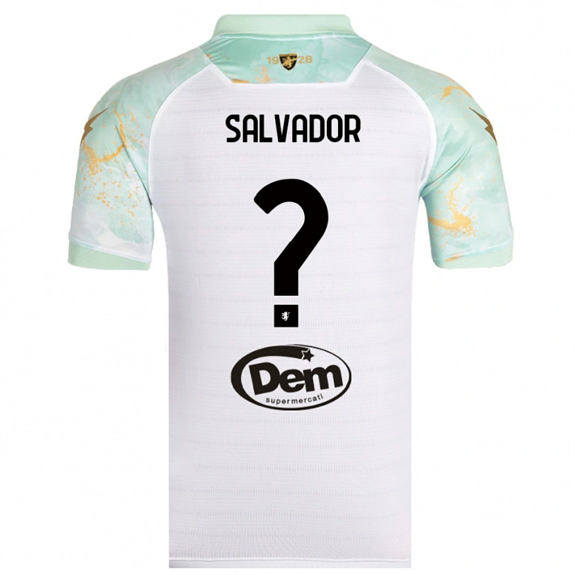 Danxen Mujer Camiseta Edoardo Salvador #0 Blanco Negro 2ª Equipación 2025/26 La Camisa