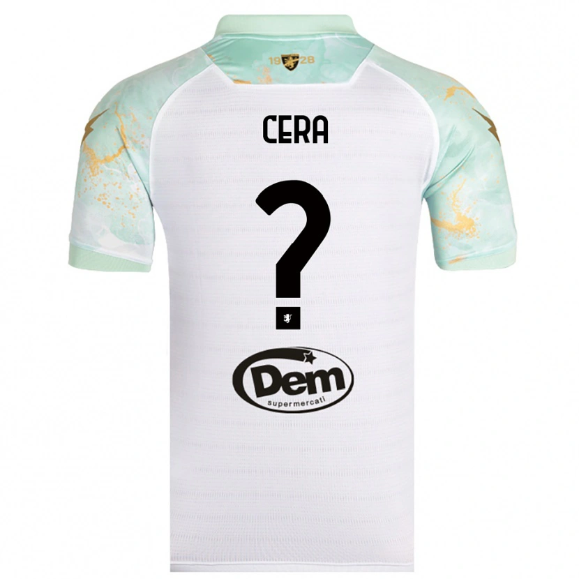 Danxen Mujer Camiseta Luigi Cera #0 Blanco Negro 2ª Equipación 2025/26 La Camisa