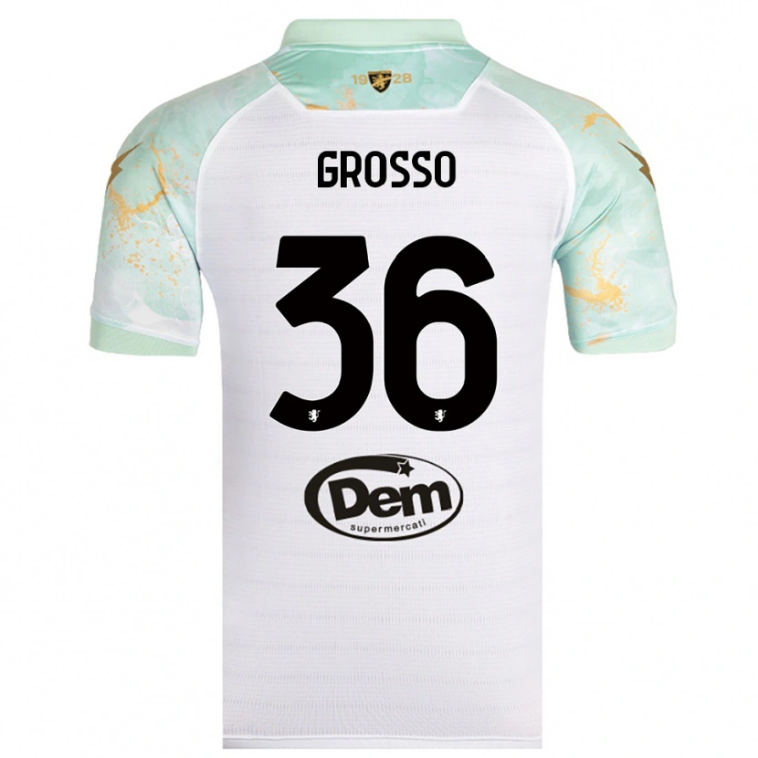 Danxen Mujer Camiseta Filippo Grosso #36 Blanco Negro 2ª Equipación 2025/26 La Camisa