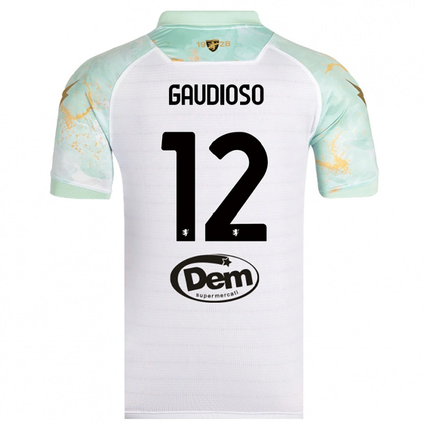 Danxen Mujer Camiseta Gianmaria Gaudioso #12 Blanco Negro 2ª Equipación 2025/26 La Camisa