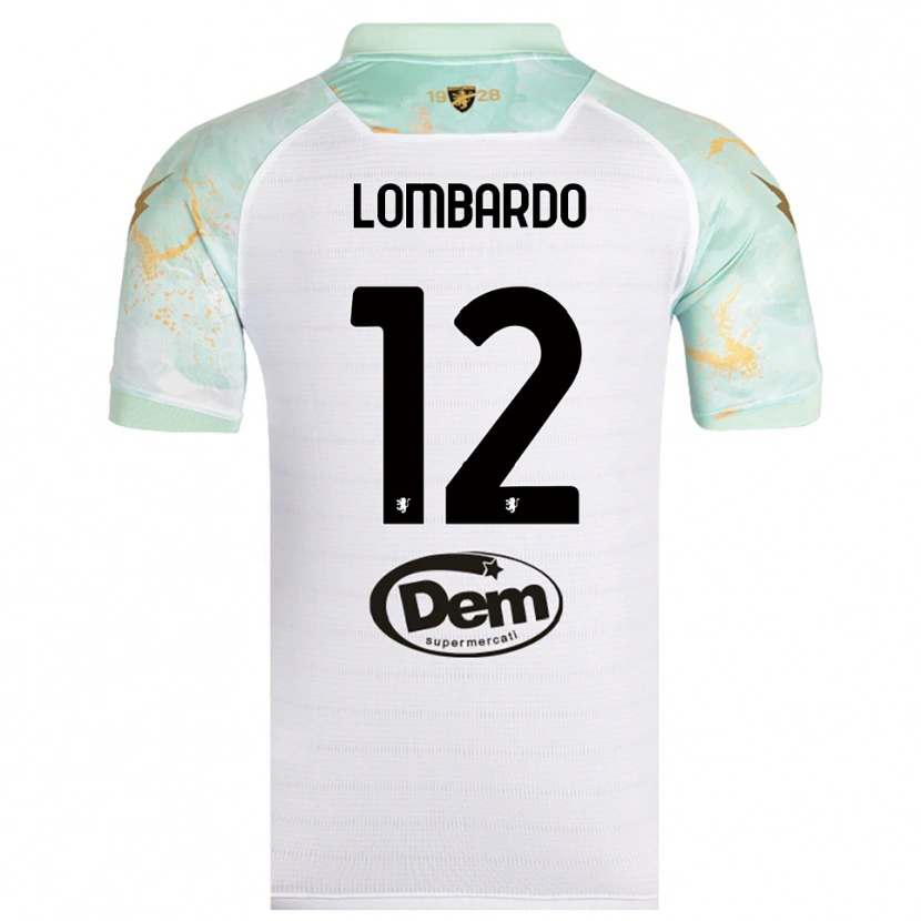 Danxen Mujer Camiseta Alessandro Lombardo #12 Blanco Negro 2ª Equipación 2025/26 La Camisa