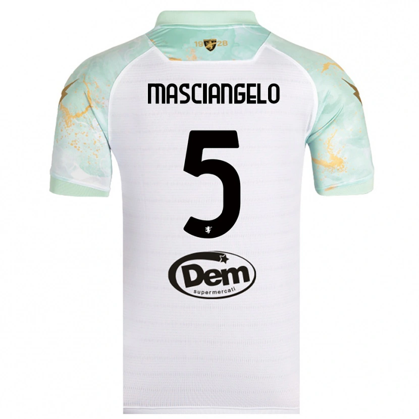 Danxen Mujer Camiseta Edoardo Masciangelo #5 Blanco Negro 2ª Equipación 2025/26 La Camisa