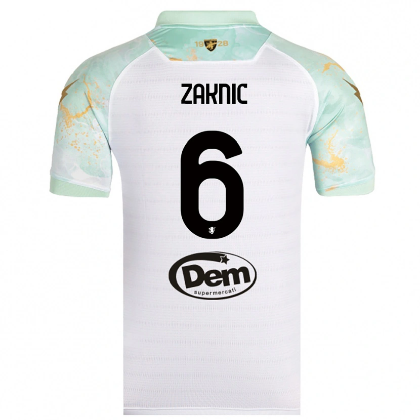 Danxen Mujer Camiseta Lazar Zaknic #6 Blanco Negro 2ª Equipación 2025/26 La Camisa