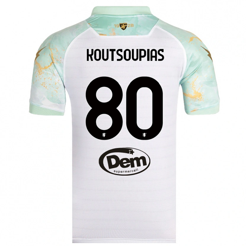 Danxen Mujer Camiseta Ilias Koutsoupias #80 Blanco Negro 2ª Equipación 2025/26 La Camisa