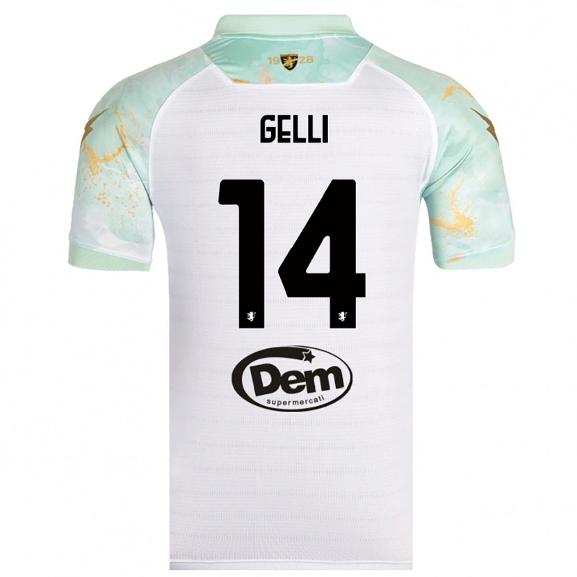 Danxen Mujer Camiseta Francesco Gelli #14 Blanco Negro 2ª Equipación 2025/26 La Camisa