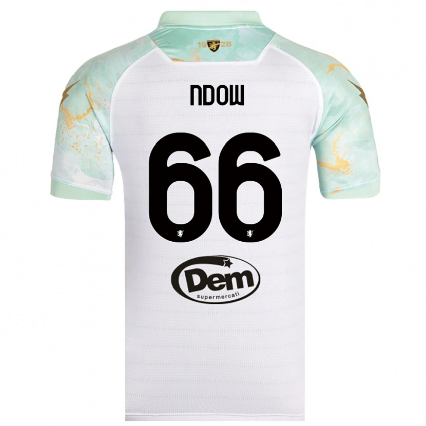 Danxen Mujer Camiseta Abdoulie Ndow #66 Blanco Negro 2ª Equipación 2025/26 La Camisa