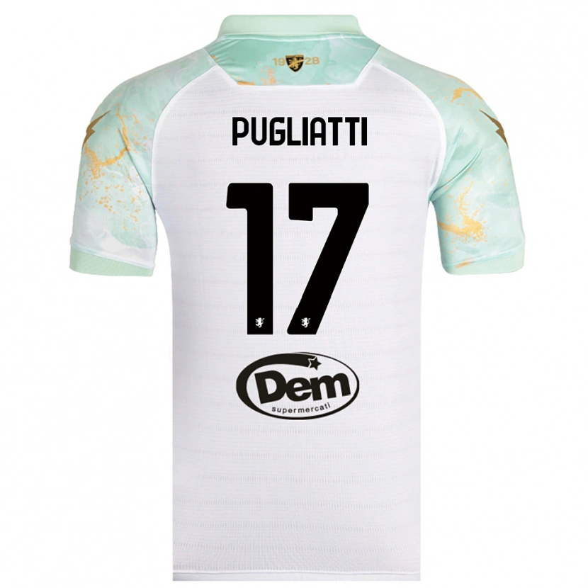 Danxen Mujer Camiseta Davide Pugliatti #17 Blanco Negro 2ª Equipación 2025/26 La Camisa