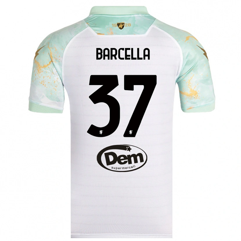 Danxen Mujer Camiseta Kevin Barcella #37 Blanco Negro 2ª Equipación 2025/26 La Camisa