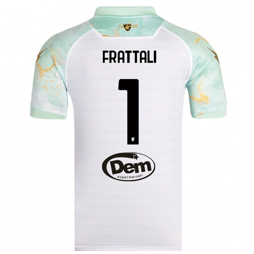 Danxen Mujer Camiseta Pierluigi Frattali #1 Blanco Negro 2ª Equipación 2025/26 La Camisa